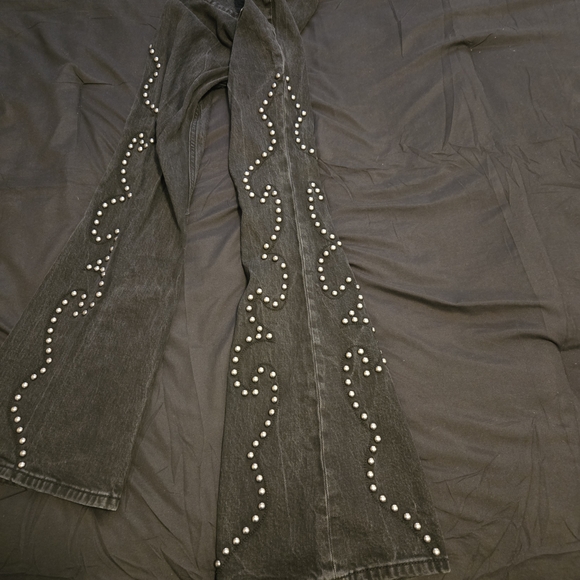 Idyllwind Black Denim Studded Flare Jeans - Picture 3 of 4